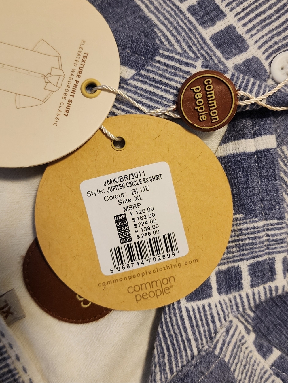 Common People Geometric Button‑Up Shirt • Men’s XL • NWT • 100% Cotton Woven UK - Picture 4 of 6